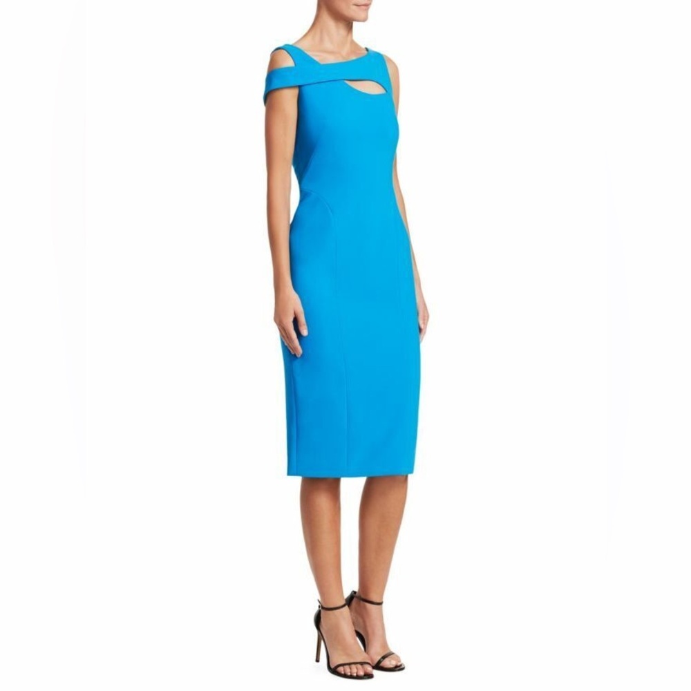 Theia Blue Sleeveless Assymmetrical Cut-Out Sheath Dress Sz 8